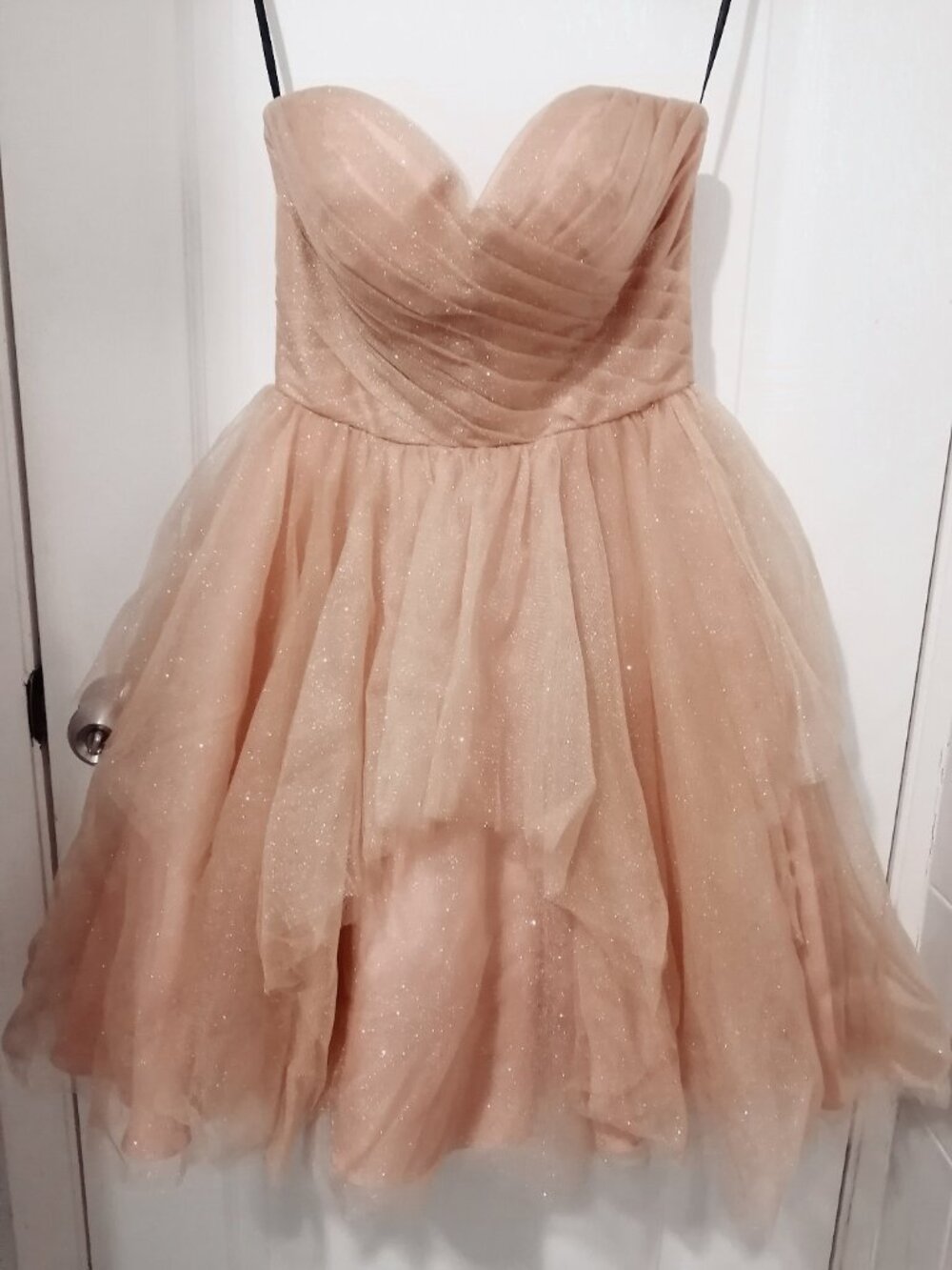 🇨🇦 J'Adore J14080, Short Sparkle Tulle Dress with Lace-Up Back